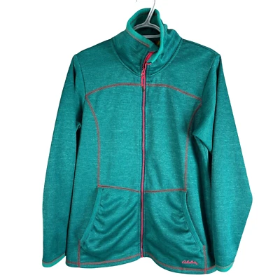 Cabelas Womens Full Zip Fleece Jacket Large Green Polyester Pockets Mock Neck - Image 1 of 4