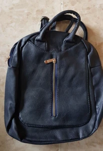 Ladies Girls Soft Faux Leather Navy Backpack Short Top Handle Long Backstraps BN - Picture 1 of 7