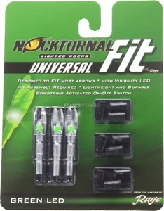 Rage Nockturnal Fit Universal Lighted Nocks, 3 pack, Green - Picture 1 of 1
