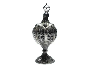 Middle Eastern Sterling Silver Perfume bottle Hand tooled - Picture 1 of 5