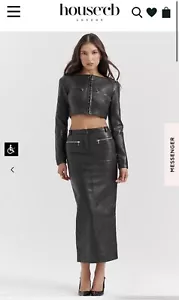 HOUSE OF CB Tana Black Vegan Leather Maxi Skirt - Size S - BNWT RRP $205 - Picture 1 of 4