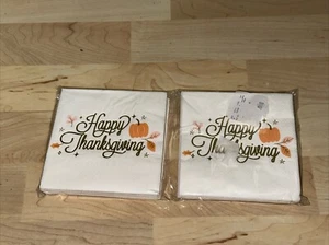 2 PACK HAPPY THANKSGIVING 5" Napkins 20 each--40 TOTAL FREE SHIPPING - Picture 1 of 4