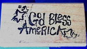 God Bless America Rubber Stamp Patriotic Summer Stars Lisa Hindsley 1998 HTF USA - Picture 1 of 5