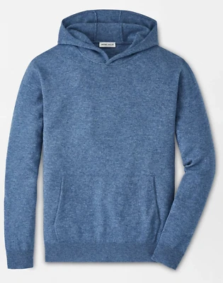 NEW MENS PETER MILLAR CONWAY WOOL Cashmere POPOVER HOODIE SWEATER, MEDIUM, BLUE - Image 1 of 4
