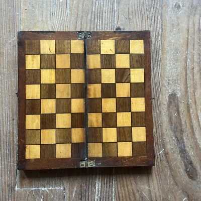 Jeu D’ Échecs Ancien Pliable Portatif Bois Précieux XIXe - Photo 1/4