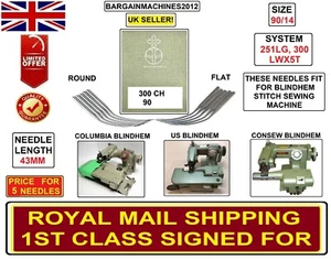 CONSEW, COLUMBIA, US/REX BLINDHEM 251LG, 300, LWX5T S = 90/14 CURVED INDST MCHN NADEL - Bild 1 von 4