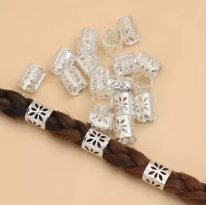 50 Pcs Silver Dreadlocks Hair Cuff Clips Hair Braid Rings Women Hair Accessories - Picture 1 of 5