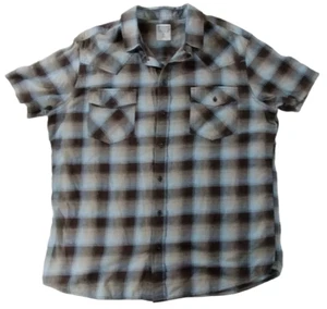 Men's Mossimo Athletic Co. Blue Brown Short Sleeve Striped Shirt Size X Large - Picture 1 of 9