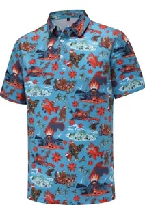 Santa Christmas Mens Shirt Button Down Short Sleeve Hawaiian Funny Ugly XXL 2xl - Picture 1 of 6