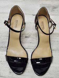 Michael Kors Heels Women 8.5M Black Patent Simone Mid Sandals - Picture 1 of 10