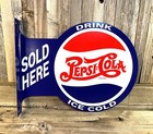 Pepsi Cola Soda Pop Large Flange Metal Tin Sign Vintage Garage Man Cave New