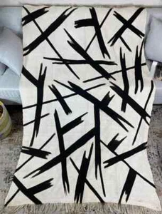 Nina White Handmade Mudcloth Segou Blanket Bogolan Textile Bedsheet Boho Decor - Picture 1 of 12