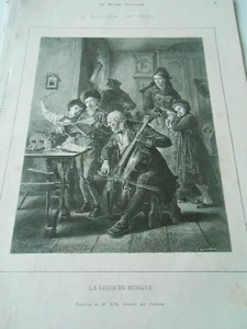 Gravure 1874 - La lecon de Musique d'après tableau de M. Lix - Imagen 1 de 1