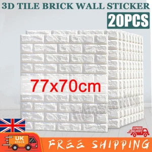60X 3D Tile Brick Wall Sticker Wallpaper Self-adhesive Waterproof Foam Panels - Picture 1 of 74