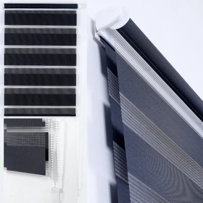 Day And Night Roller Blinds Zebra Vision Black Window blind Up to 243cm x 210cm - Image 1 of 4