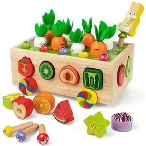 Coogam Montessori Fine Motor Toys for Baby Toddler, Wooden Shape Sorter Carro... - Picture 1 of 7