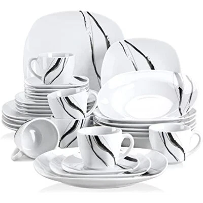 VEWEET TERESA 30-Piece Dinnerware Set White Porcelain Plate Bowl Service for 6 - Image 1 of 4