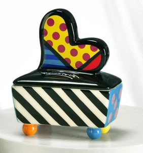 BARATIJA CUADRADA DE CERÁMICA DISEÑO CORAZÓN ROMERO BRITTO RETIRADA ** NUEVA ** - Imagen 1 de 3
