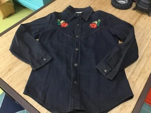 Vintage 1960's Mr. Leggs Snap Button Western Denim Shirt Medium ladies LARGE - Picture 1 of 10