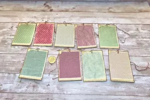 9-Christmas-Vintage-Backround-Free Shipping-Handmade-Linen Cardstock-Gift Tags - Picture 1 of 1