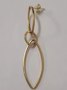 Double Marquise Shape Long Dangling Earring Real 14k Yellow Gold 55mm - Picture 1 of 8
