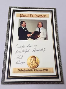 PAUL BOYER Nobelpreis Chemie 1997 signiertes Foto 4x6 mit Zitat - Bild 1 von 1