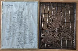 VTG ANTIQUE COPPER 1914 UNITED KINGDOM PRINTING PRESS BOOK PLATE BLOCK CUT MAP - Picture 1 of 10