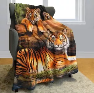 New 40x50 Tiger Soft Cozy Fleece Throw Blanket for Couch, Tiger Family, 40X50... - Picture 1 of 2