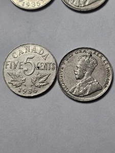 ONE (1) X 1936 CANADA 5 CENTS NICKEL KING GEORGE V F 5 Cents - Picture 1 of 1