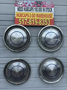Airstream 15” Set 4 Hubcaps Full Wheel covers Used 1960-1980Blue AccentStainless - Picture 1 of 11
