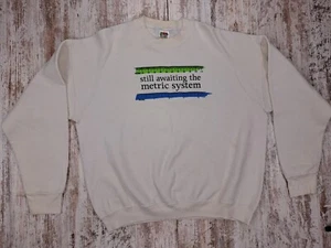 Vintage Graphic Sweatshirt Metric Sweater White Men’s Size XXL Made In USA - Picture 1 of 5