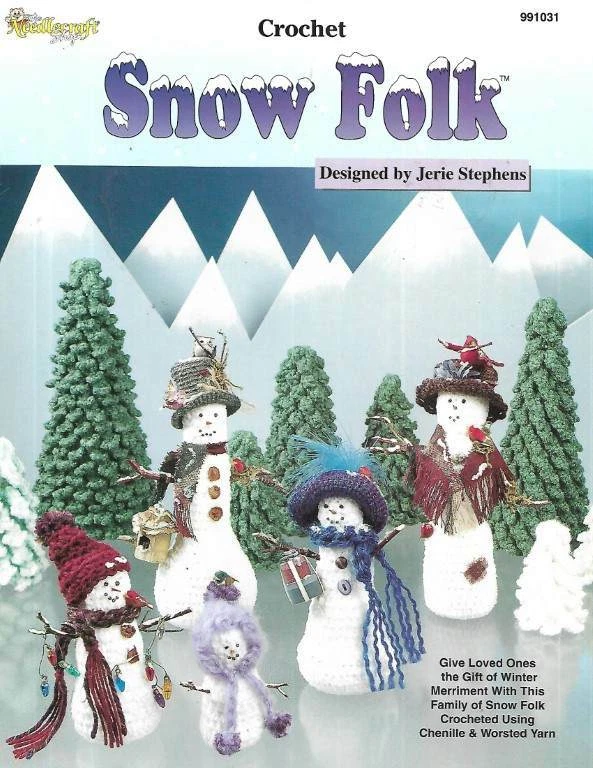 NEW CROCHET SNOW FOLK SNOW FAMILY & TREES TOO CUTE!!! - Image 1 of 2
