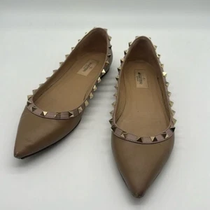 Ballerine Valentino Rockstud in pelle a punta colore marrone taglia 39 - Foto 1 di 11