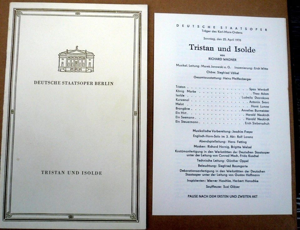 Programmheft Theater DDR ,Deutsche Staatsoper- Tristan und Isolde 1976 - Bild 1 von 1