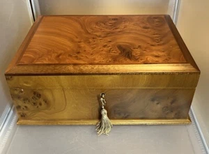 Joyero de madera de brezo Agresti hecho a mano en Italia con llave 12 x 9 x 4,75 pulgadas - Imagen 1 de 20