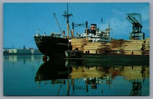 Vtg Port Alberni Wharf Postcard Vancouver British Columbia Canada - Picture 1 of 2