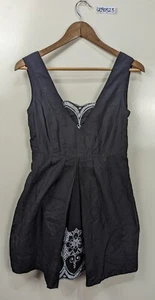 Esley Black Silk Cotton Sleeveless White Embroidered Shirt Dress Size S - Picture 1 of 10