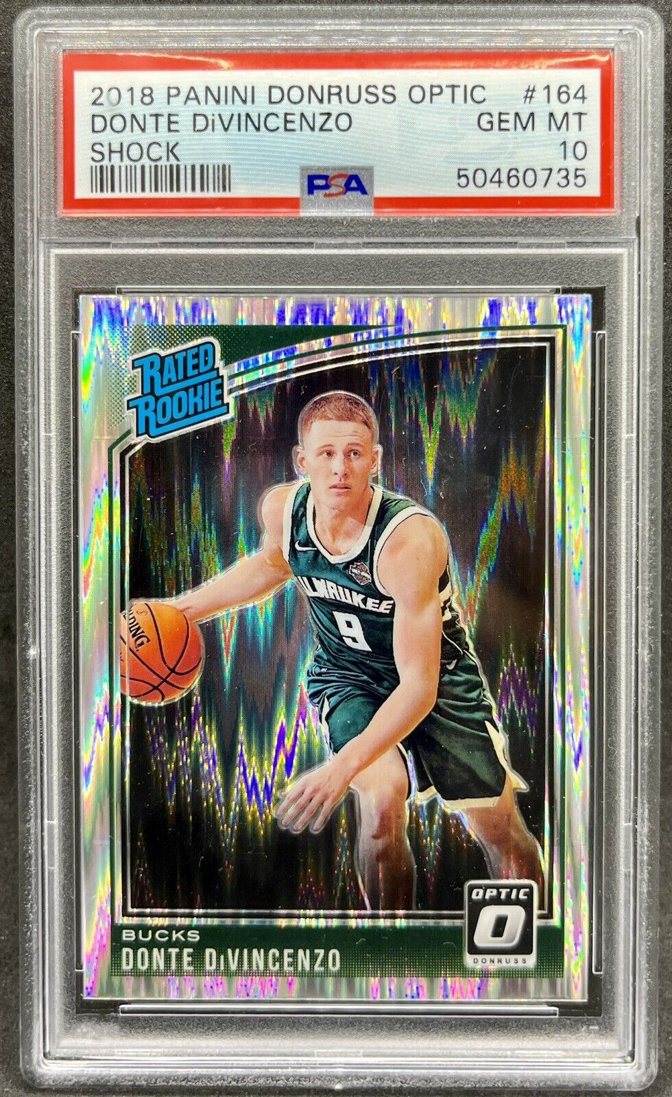 Donte DiVincenzo 2018-19 Donruss Optic Rated Rookie #164 Shock Prizm PSA 10