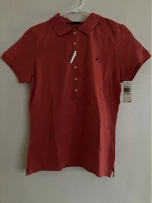 Nautica Color 深粉色女式针织 Polo 衫,尺寸 M — 第 1/4 张图片