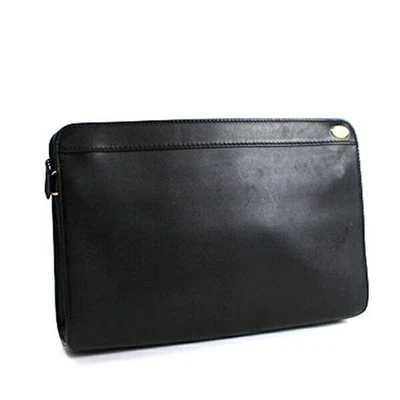 Dunhill Leather Black Clutch Bag Men's Used AB Rank Business Purse From Japan - image 1 of 4