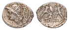 Q. Minucius Thermus M. f. AR Denarius. Rome, 103 BC. Mars Two warriors in combat