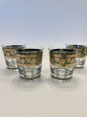 Cera 4 hojas de uva doradas antiguas - vasos de whisky - vajilla MCM vintage Foto 1 de 4