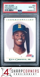1991 SCORE COOPERSTOWN #B3 KEN GRIFFEY JR. MARINERS HOF PSA 10 - Picture 1 of 12