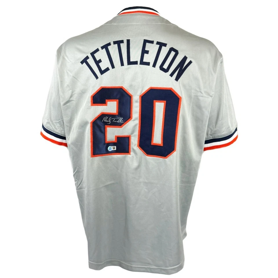 Camiseta firmada autografiada por Mickey Tettleton MLB Detroit Tigers BAS Foto 1 de 3