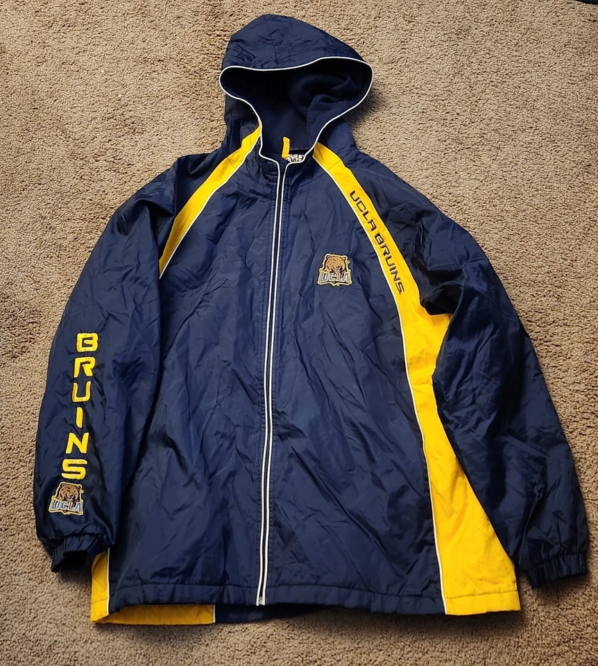 Chaqueta con Capucha Para Hombre De Colección UCLA Bruins Azul Marino y Dorado Cremallera Completa Etiqueta Roble Rojo Talla L Foto 1 de 4