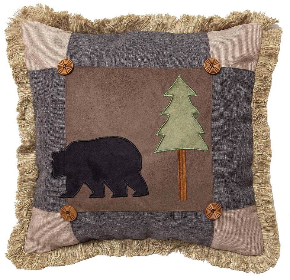 , Inc. Travesseiro de Arremesso de Sucata de Urso Cabine Rústica 18x18, Marrom - Imagem 1 de 1