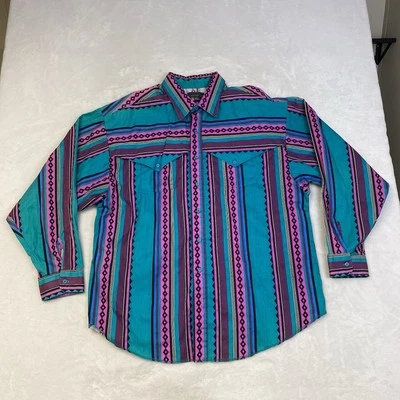 Panhandle Slim Men's 2XL Aztec Striped Western Shirt Vintage Long Sleeve USA - Image 1 of 4