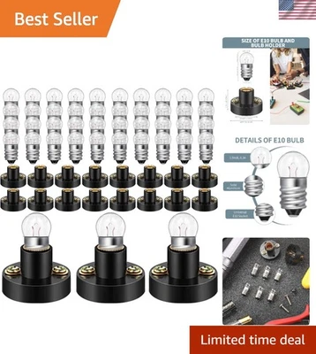 Bright 60 Pcs E10 Mini Bulbs & Holders - Perfect for Experiments & Projects - Image 1 of 4