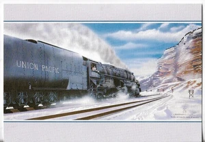 NOS LEANIN' TREE Christmas Card 7x5 Thunder in Echo Canyon Union Pacific Railway - Picture 1 of 3