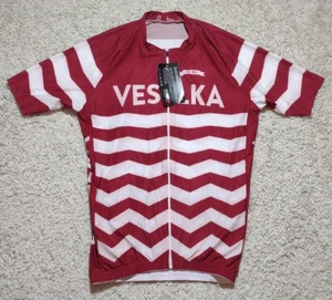 Veselka Radtrikot Damen groß rot weiß gestreift East Village Ukrainisch - Bild 1 von 10